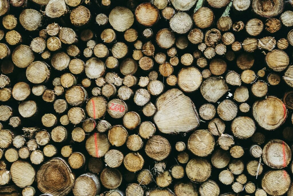 brown and black wooden logs